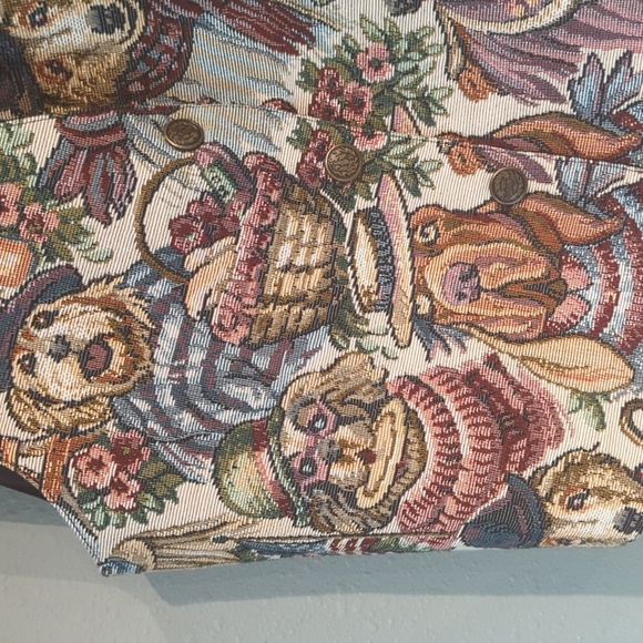 Nadia Dog Vest Vintage Y2K Button Down USA Made Italian Fabric Medium Tapestry - Picture 5 of 10